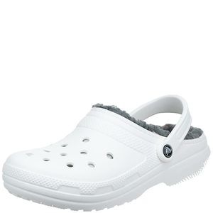 CROCS CLASSIC LINED CLOG WHITE/GREY MEN'S 8, WOMEN'S 10 MEDIUM